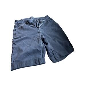 DKNY Jeans women's black cotton blend zip up, pockets, cuffed Shorts size 10